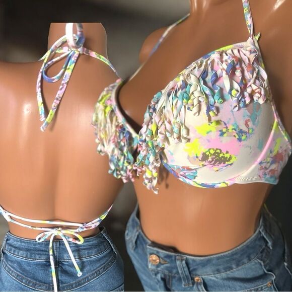 Victoria’s Secret Swimwear l Fringed Bikini Top l 34 C l EUC - Picture 7 of 9